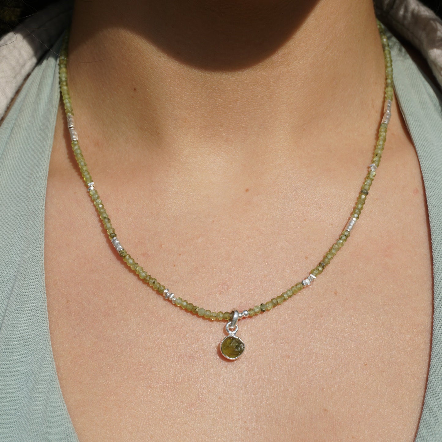 Kette Peridot | Silber | Anhänger Peridot natur
