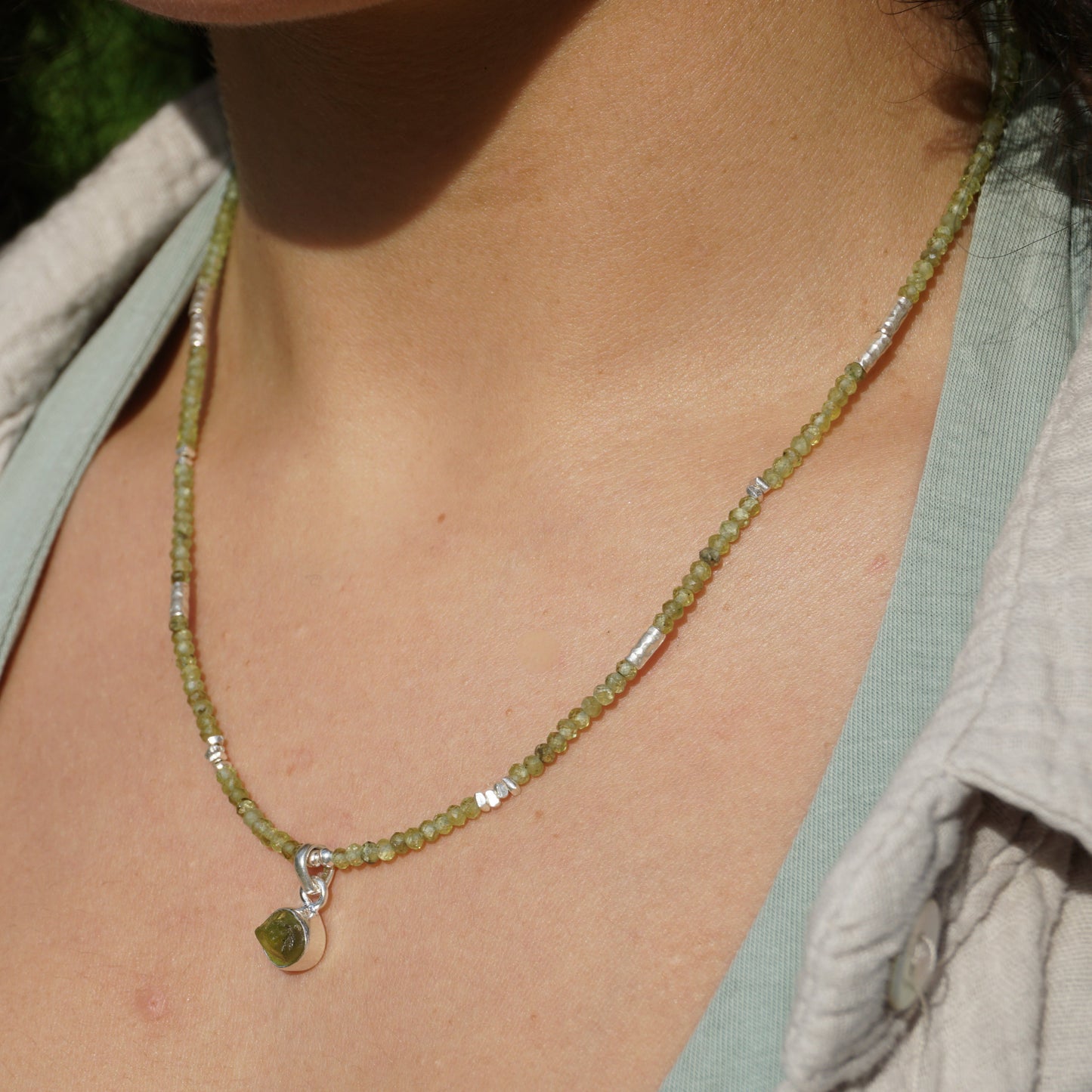 Kette Peridot | Silber | Anhänger Peridot natur