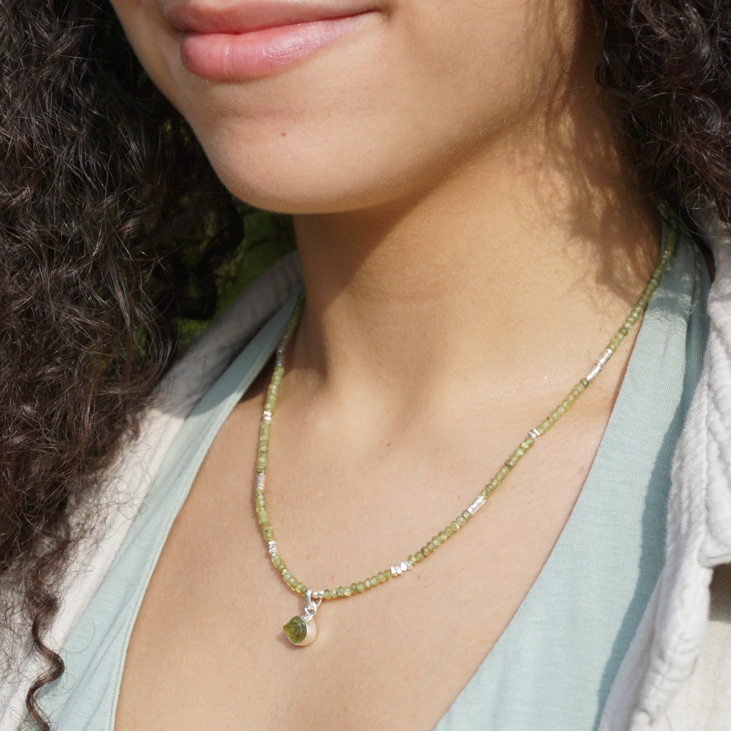 Kette Peridot | Silber | Anhänger Peridot natur