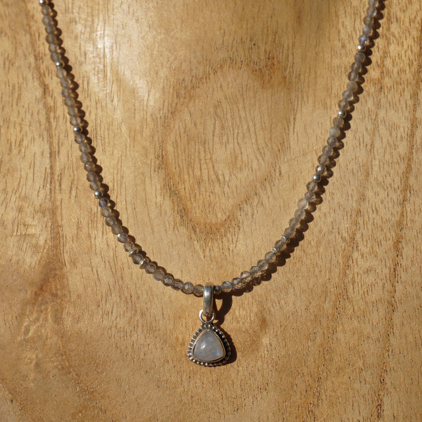Kette | Labradorit | Silber | Anhänger Regenbogen Mondstein