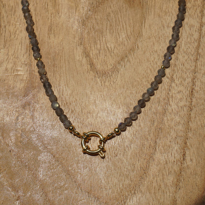 Kette Labradorit | Gold | Charmkarabiner
