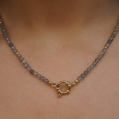 Kette Labradorit | Gold | Charmkarabiner