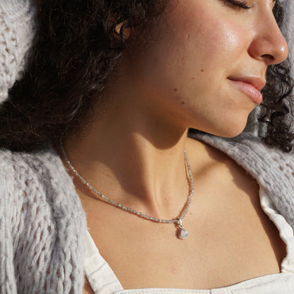 Kette | Labradorit | Silber | Anhänger Regenbogen Mondstein